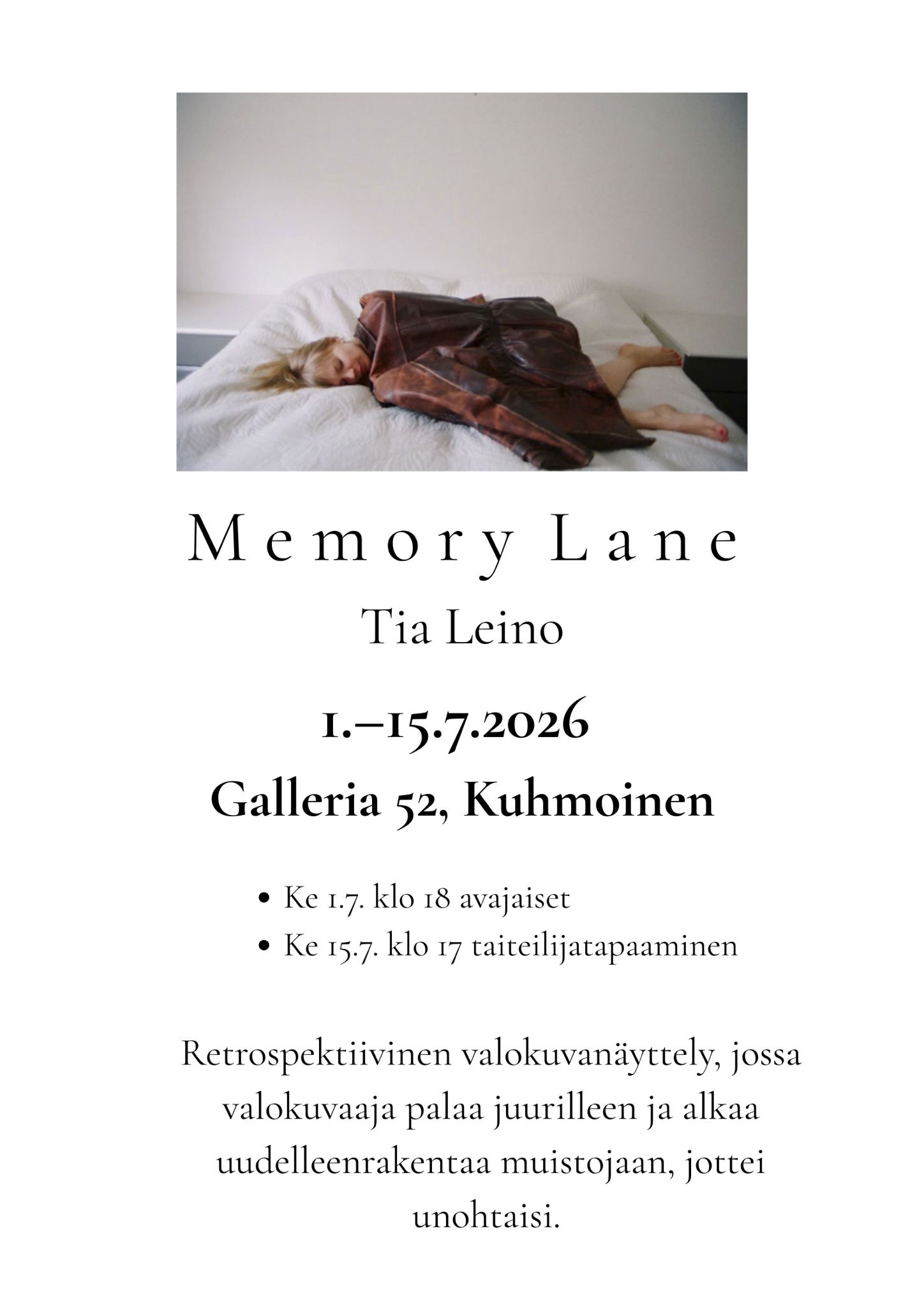 Memory Lane - Retrospektiivinen valokuvanayttely